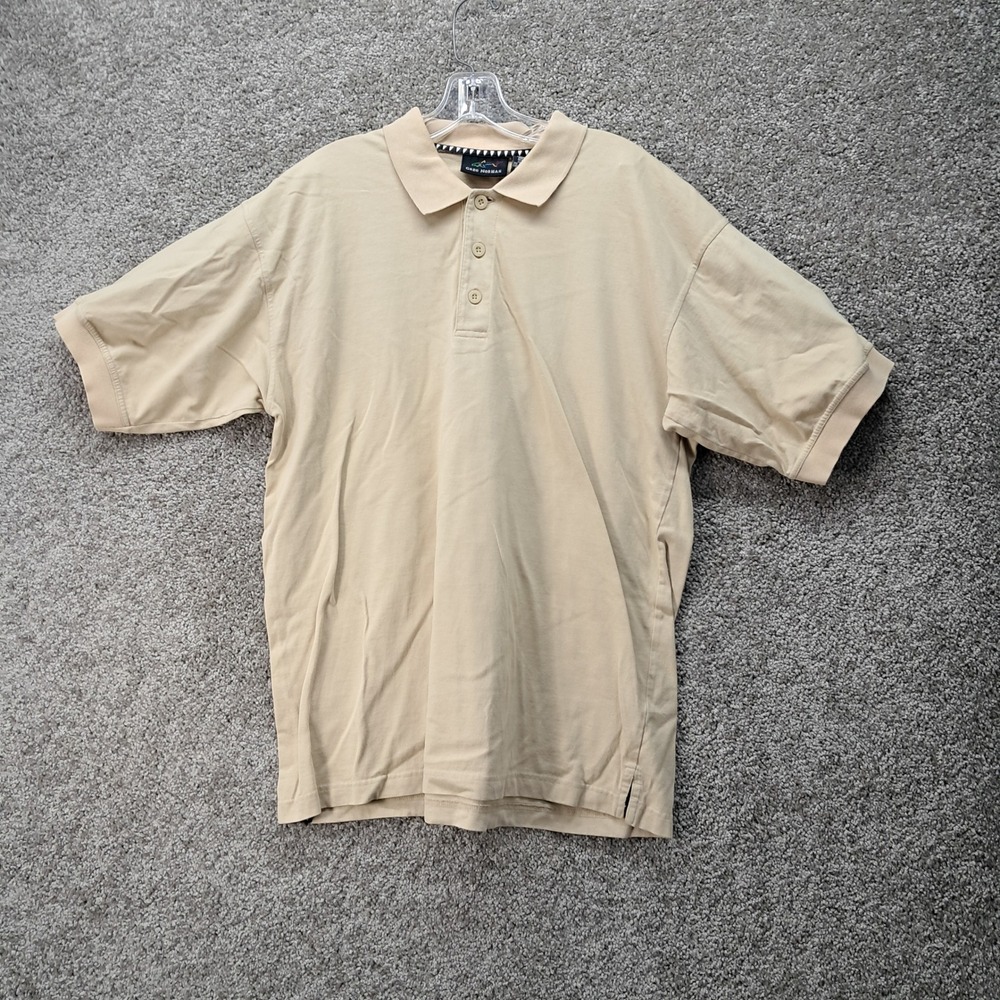 Greg Norman Mens Medium Tan Khaki 100% Cotton Short Sleeve Golf Polo Shirt